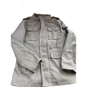 Yoki Grey Cotton Full Zip Parka Military Coat Jacket Mens Size Sm